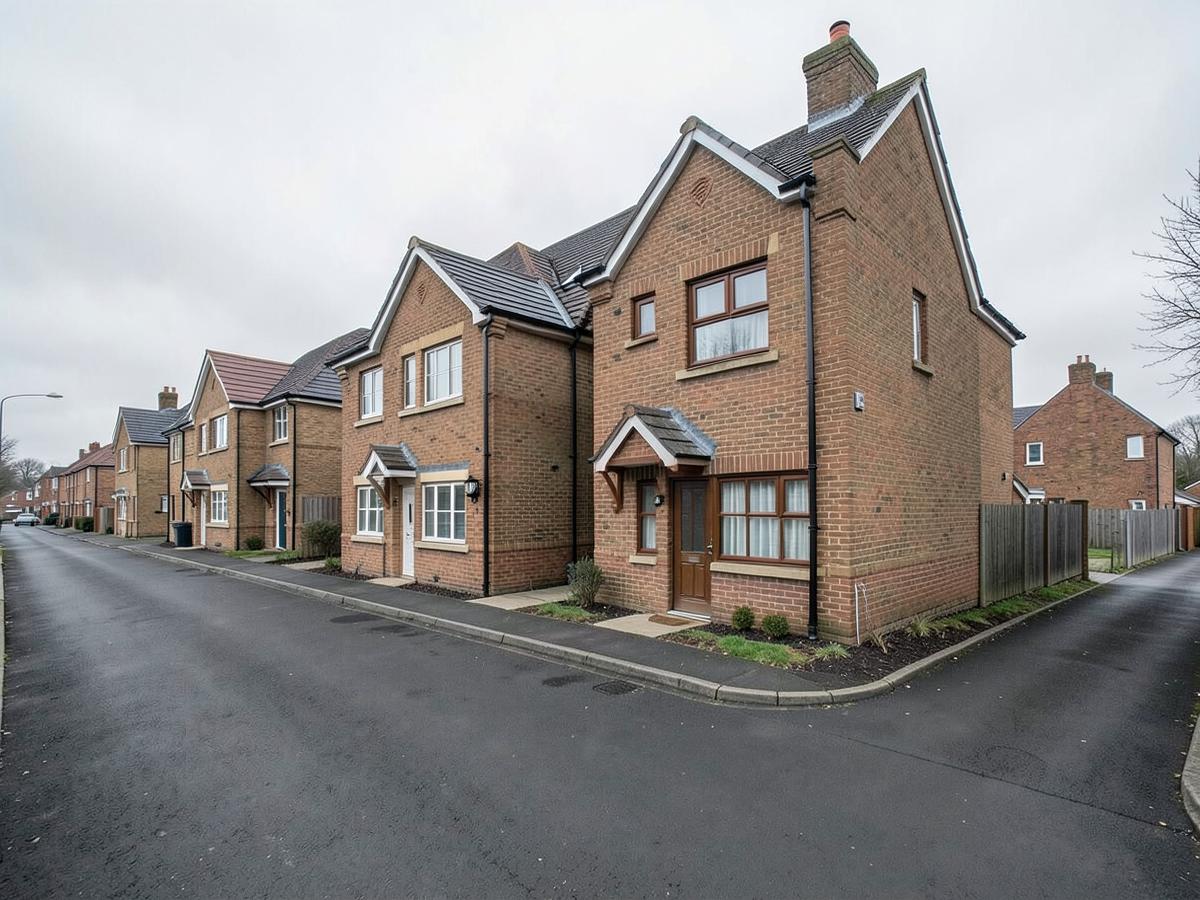Newly completed UK new-build housing development